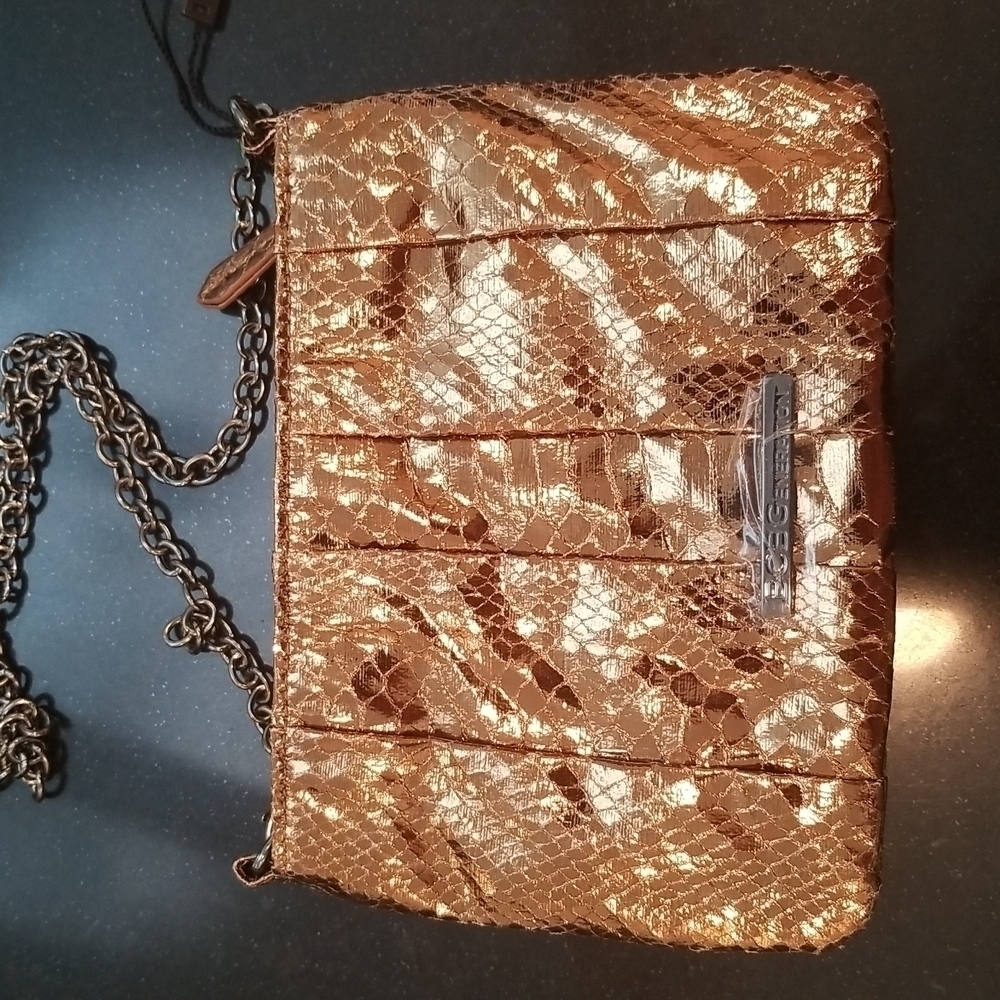 BCBGENERATION Clutch with Shoulder Chain ~ Shiny Bronze NWT